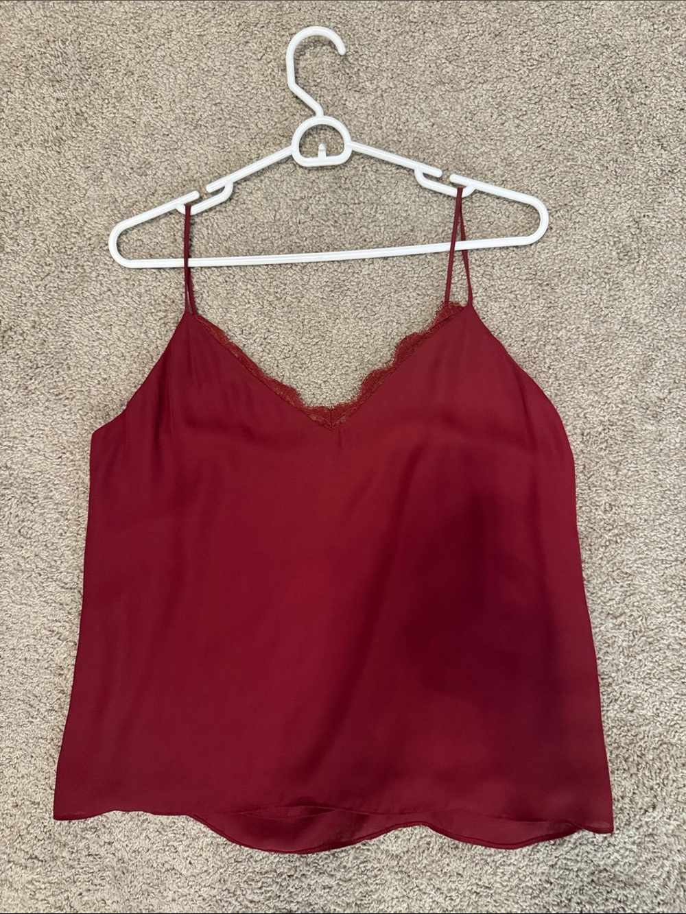 Allison Joy Lace-Trim Burgundy Camisole Top